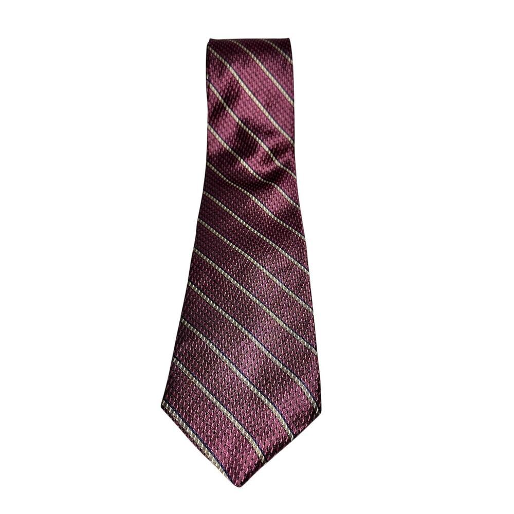 Fendi Purple Silk Tie Striped Pattern 3” Wide